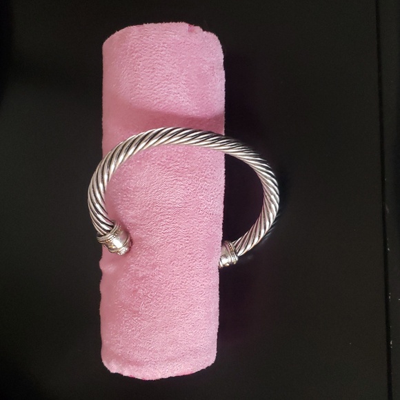 Silver Cable Classic Twisted Rope Open Cuff Bangle Bracelet - Picture 5 of 13